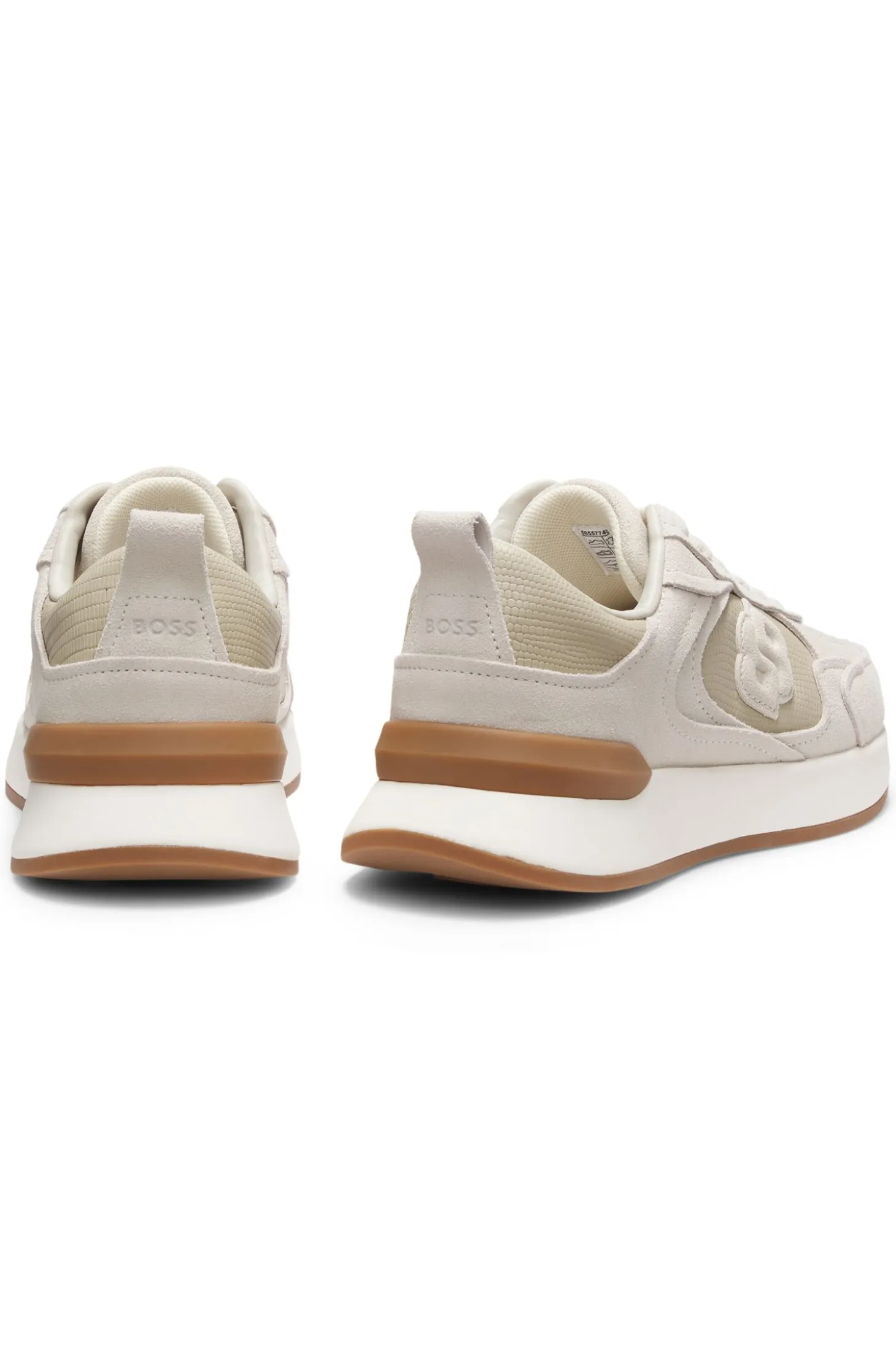Trainers in suede and lizard-print faux leather