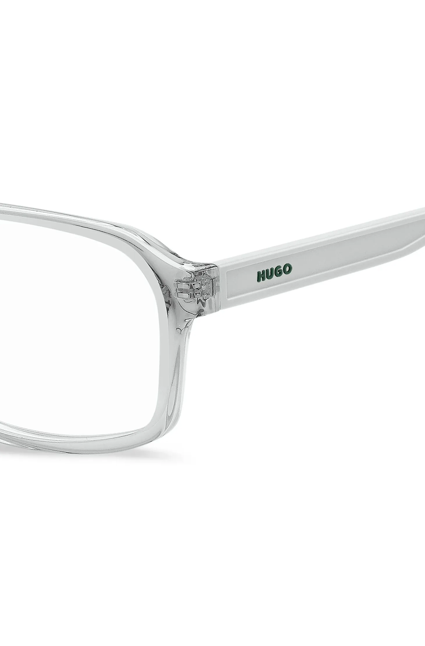 Transparent-acetate optical frames with green trims