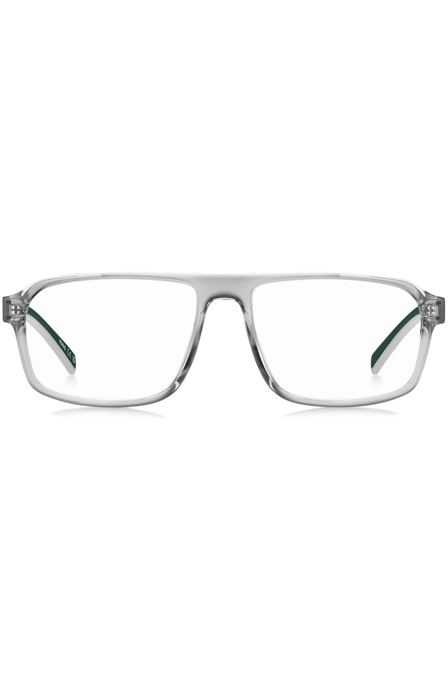 Transparent-acetate optical frames with green trims