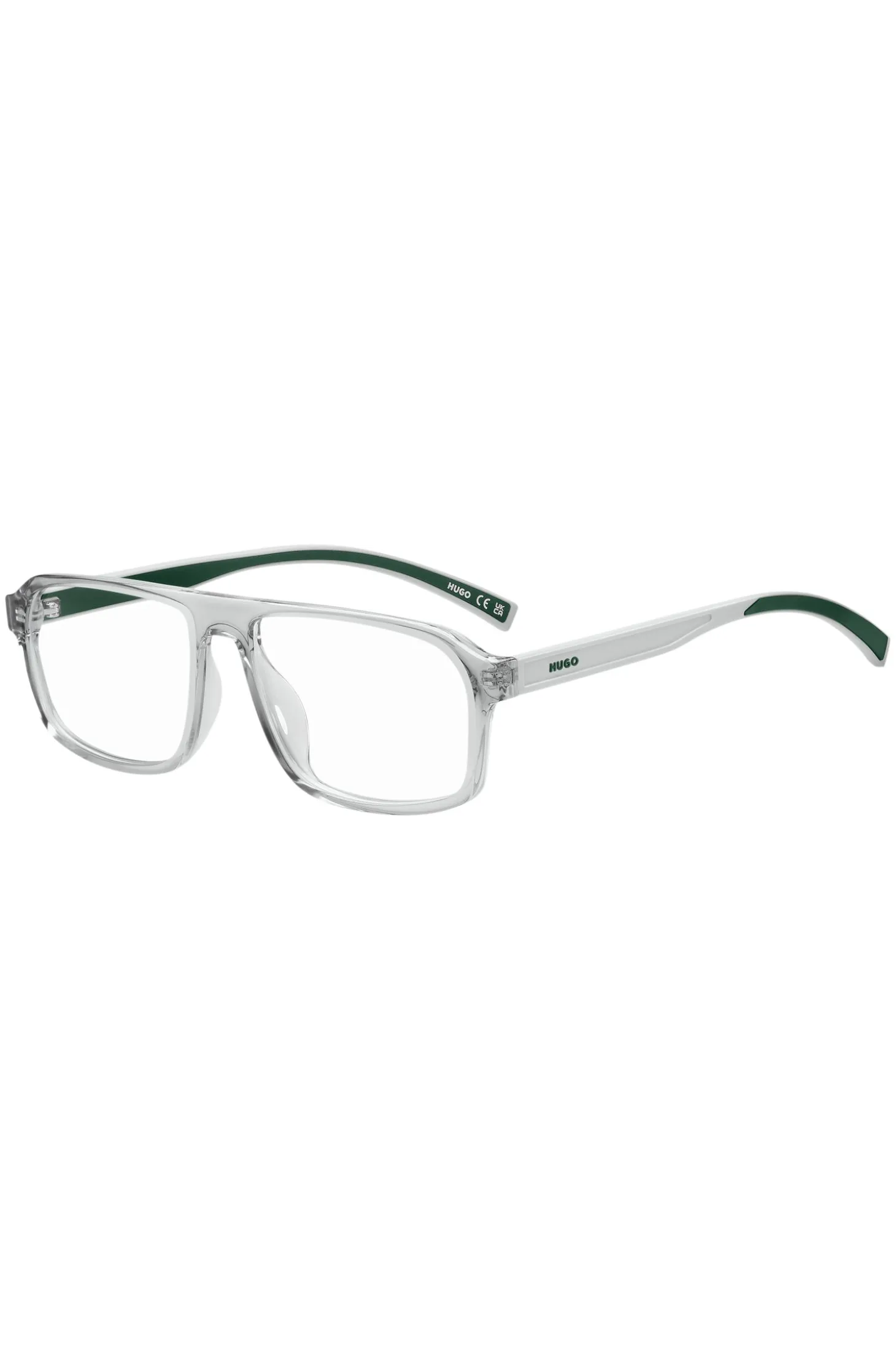 Transparent-acetate optical frames with green trims