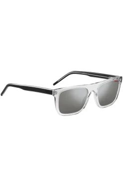 Transparent-acetate sunglasses with black layered temples