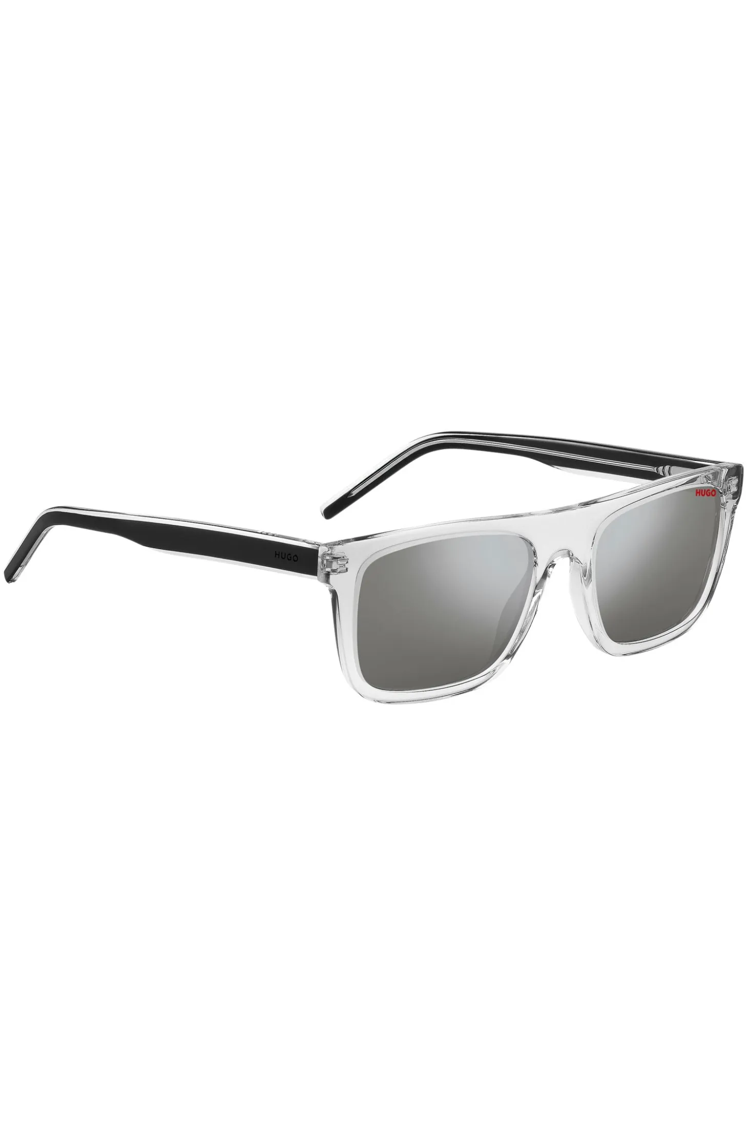 Transparent-acetate sunglasses with black layered temples