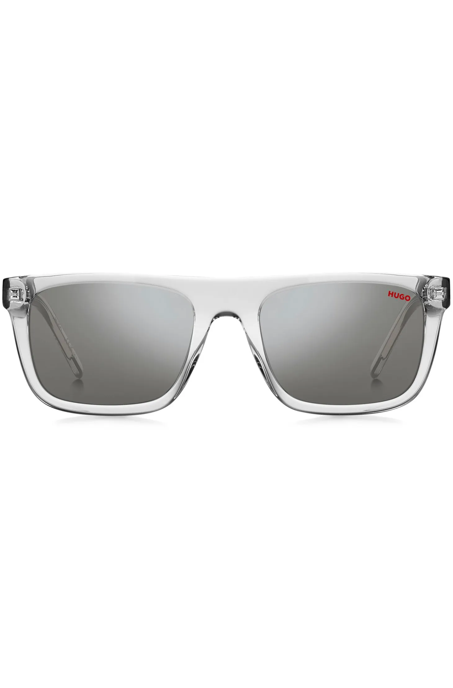 Transparent-acetate sunglasses with black layered temples