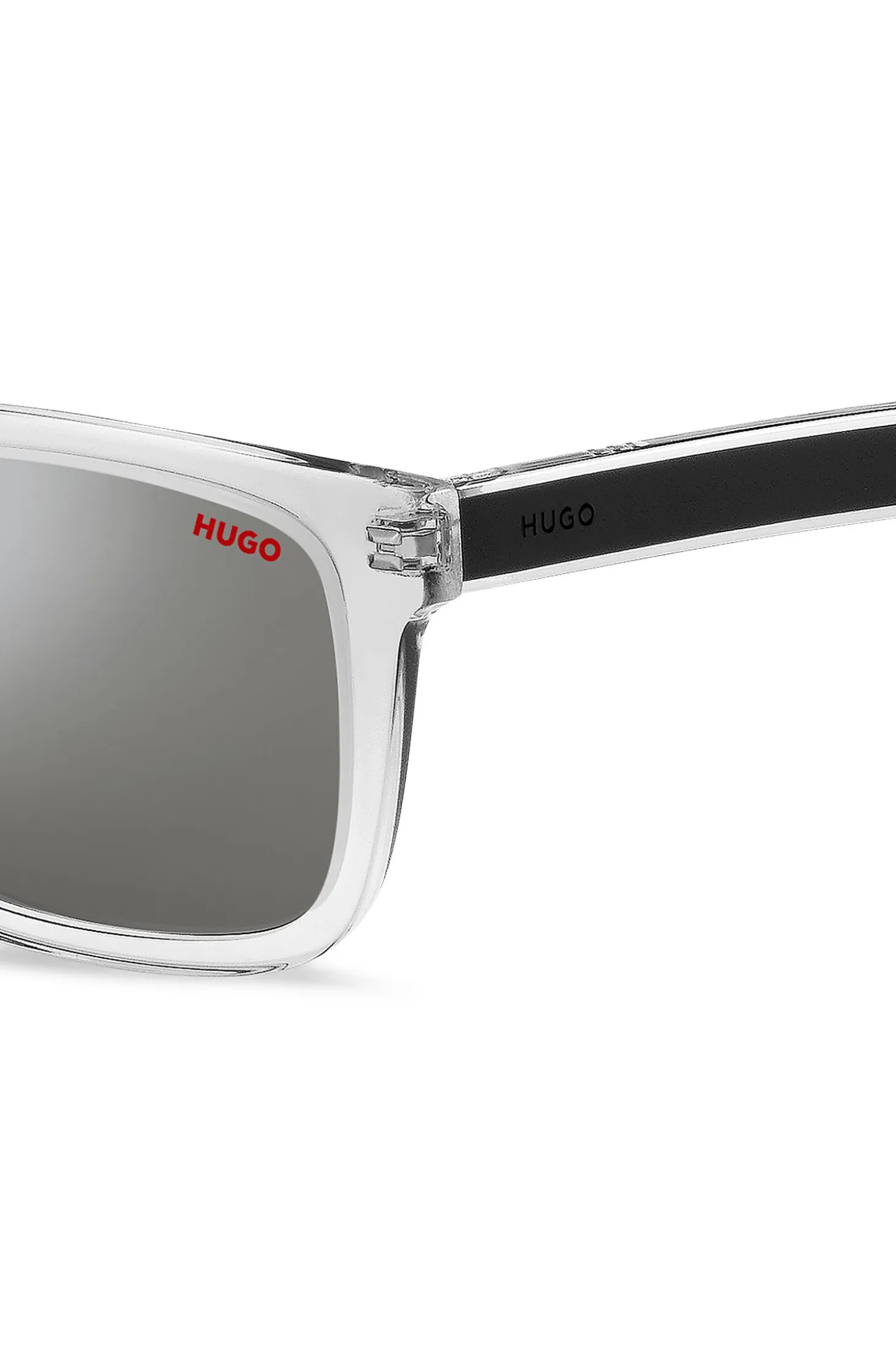 Transparent-acetate sunglasses with black layered temples