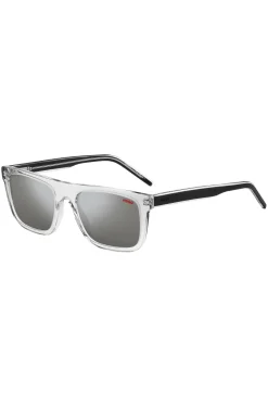Transparent-acetate sunglasses with black layered temples