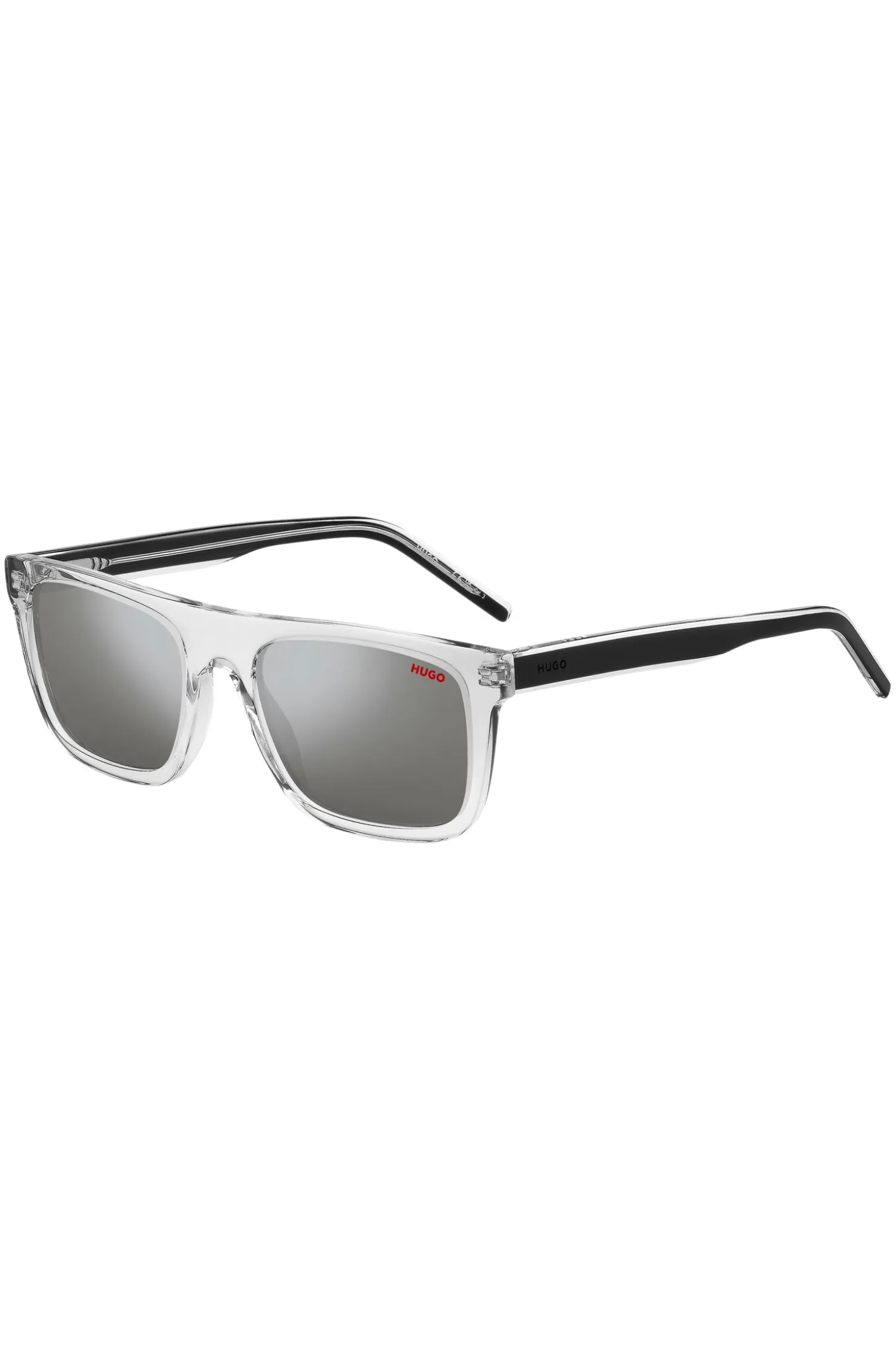 Transparent-acetate sunglasses with black layered temples