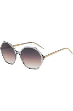 Transparent-acetate sunglasses with hexagonal frames