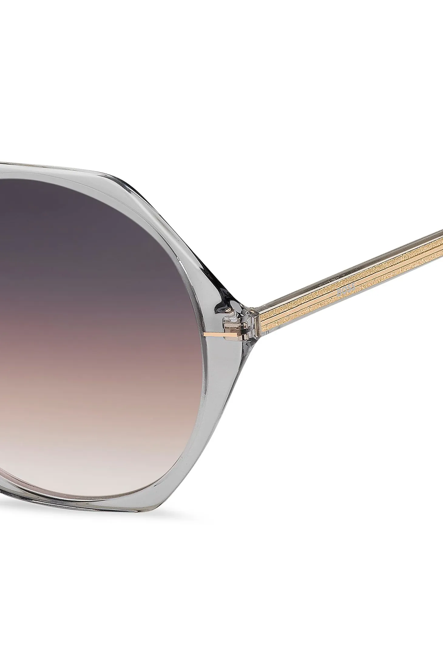 Transparent-acetate sunglasses with hexagonal frames