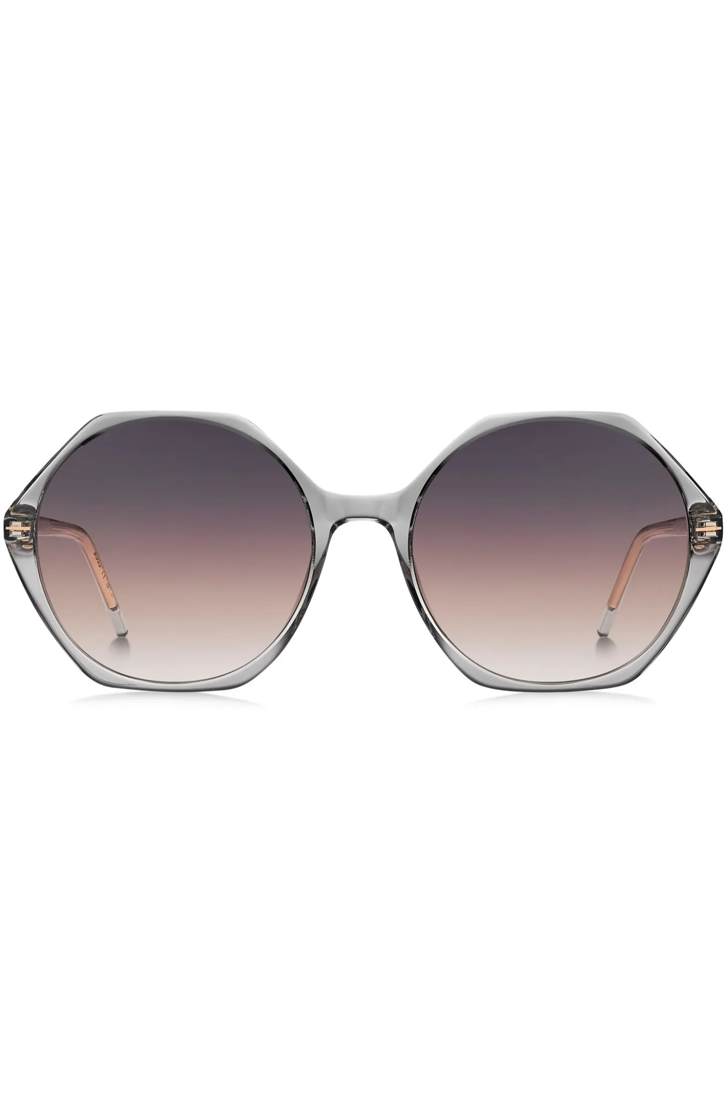 Transparent-acetate sunglasses with hexagonal frames