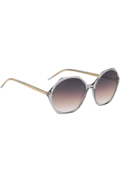 Transparent-acetate sunglasses with hexagonal frames