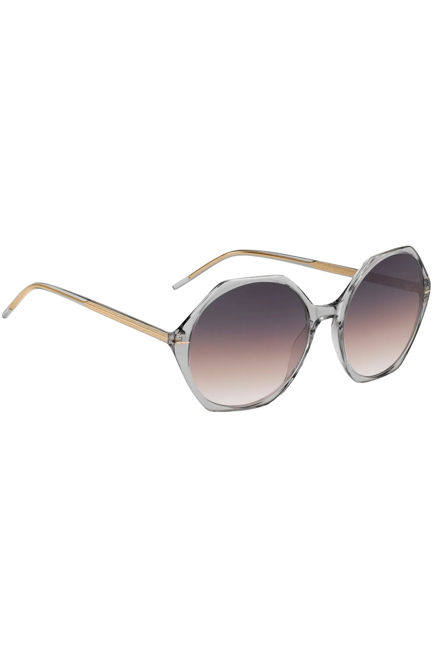 Transparent-acetate sunglasses with hexagonal frames