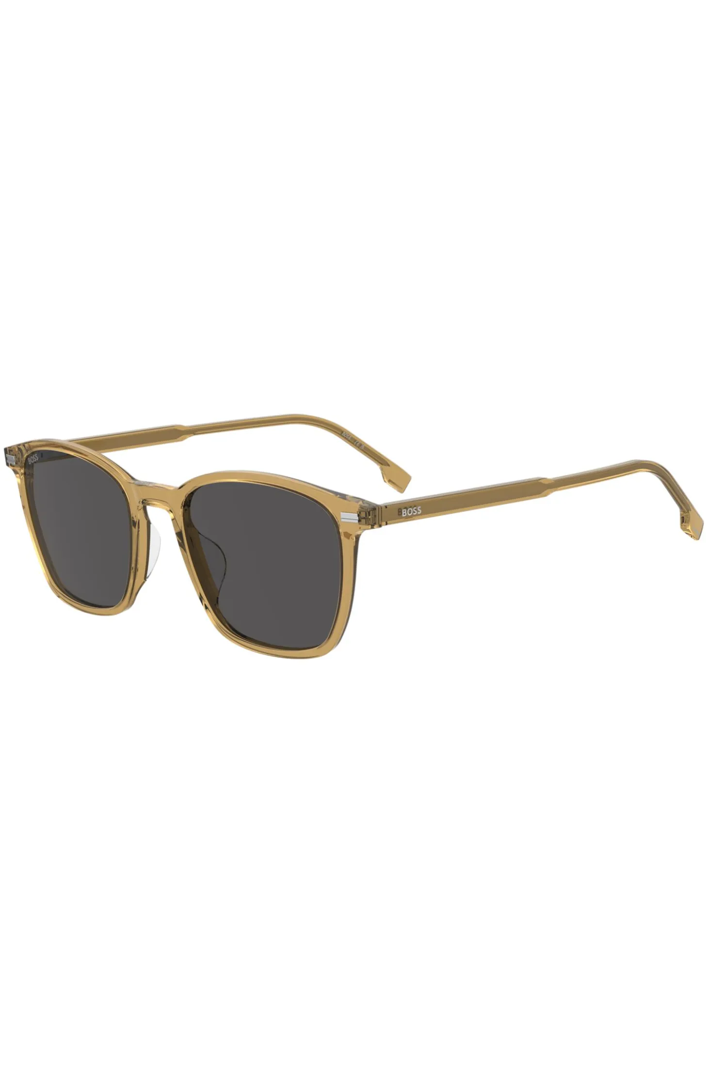 Transparent-beige sunglasses with grey lenses