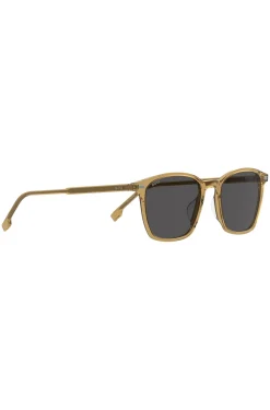 Transparent-beige sunglasses with grey lenses