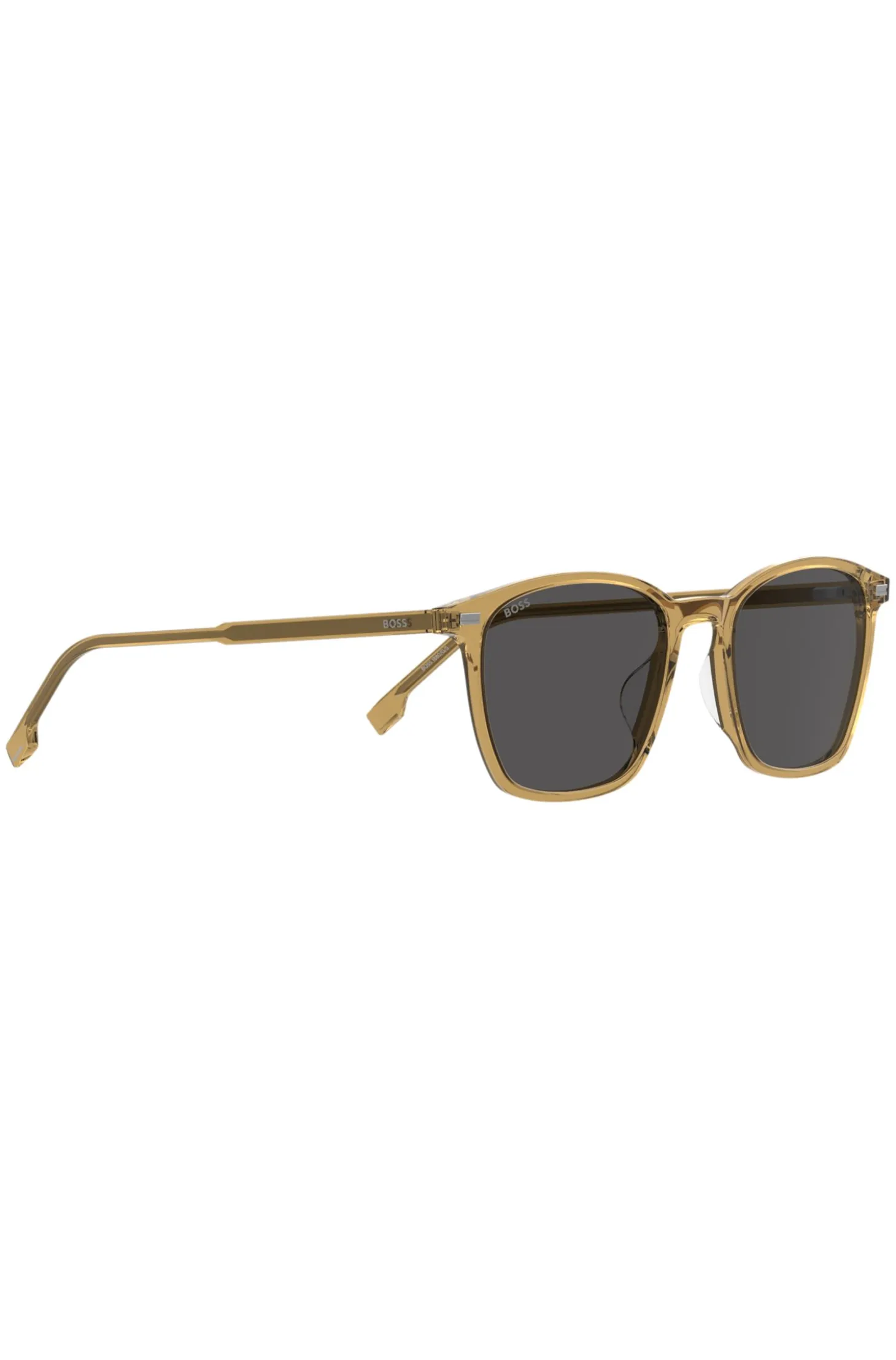 Transparent-beige sunglasses with grey lenses