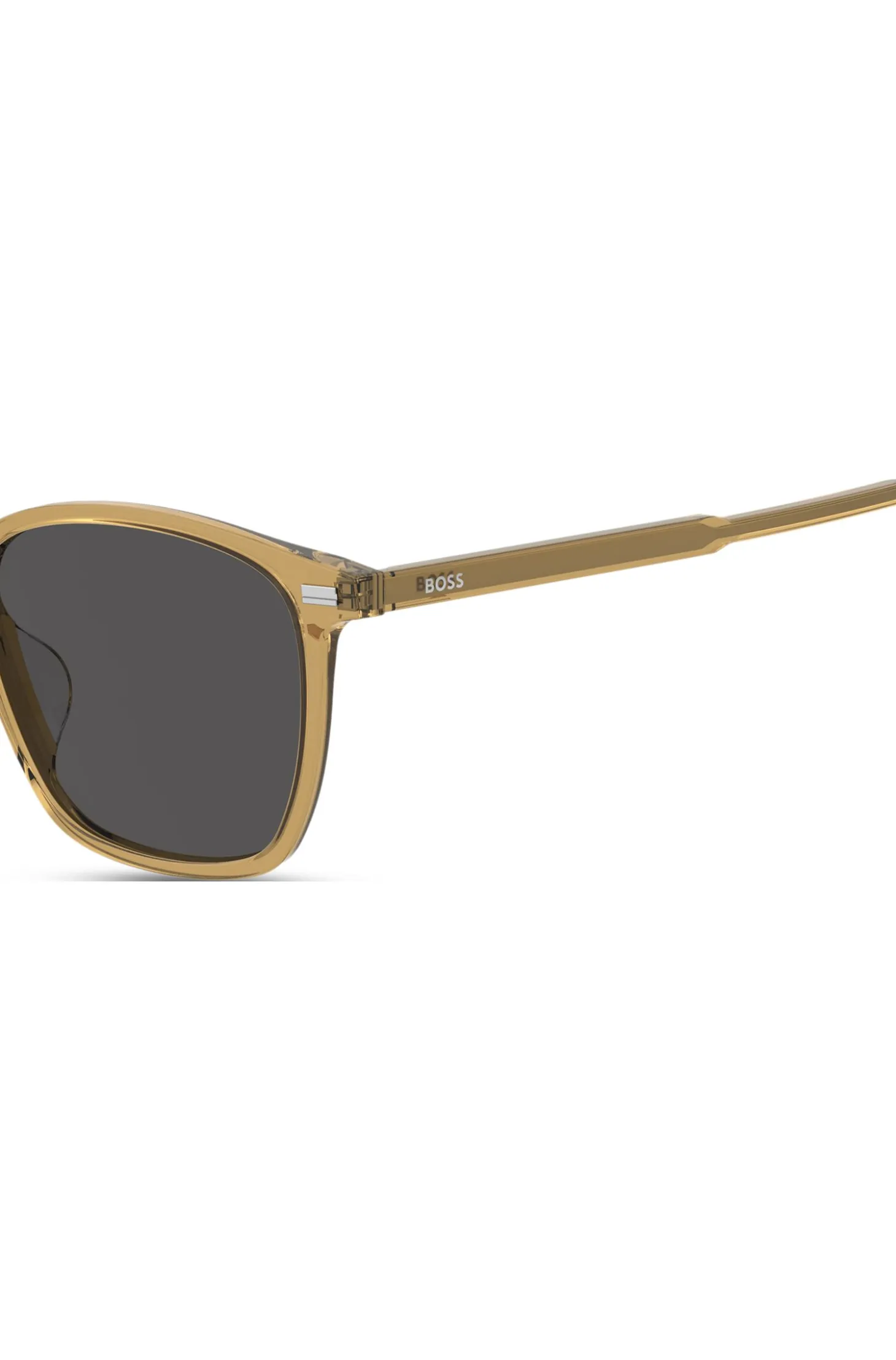 Transparent-beige sunglasses with grey lenses