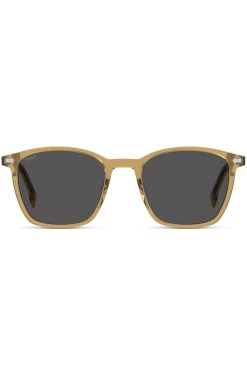 Transparent-beige sunglasses with grey lenses