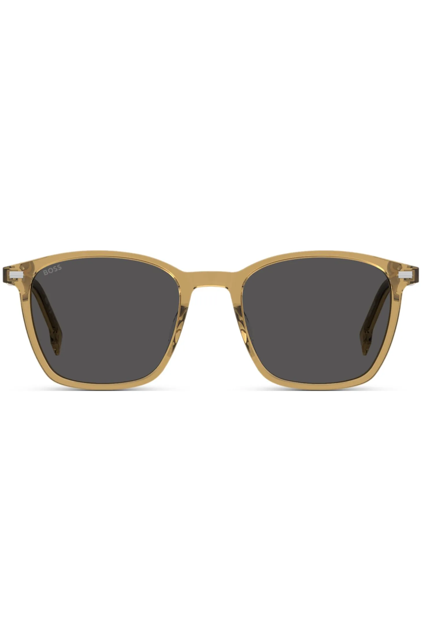 Transparent-beige sunglasses with grey lenses