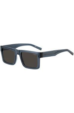 Transparent-blue sunglasses with grey lenses
