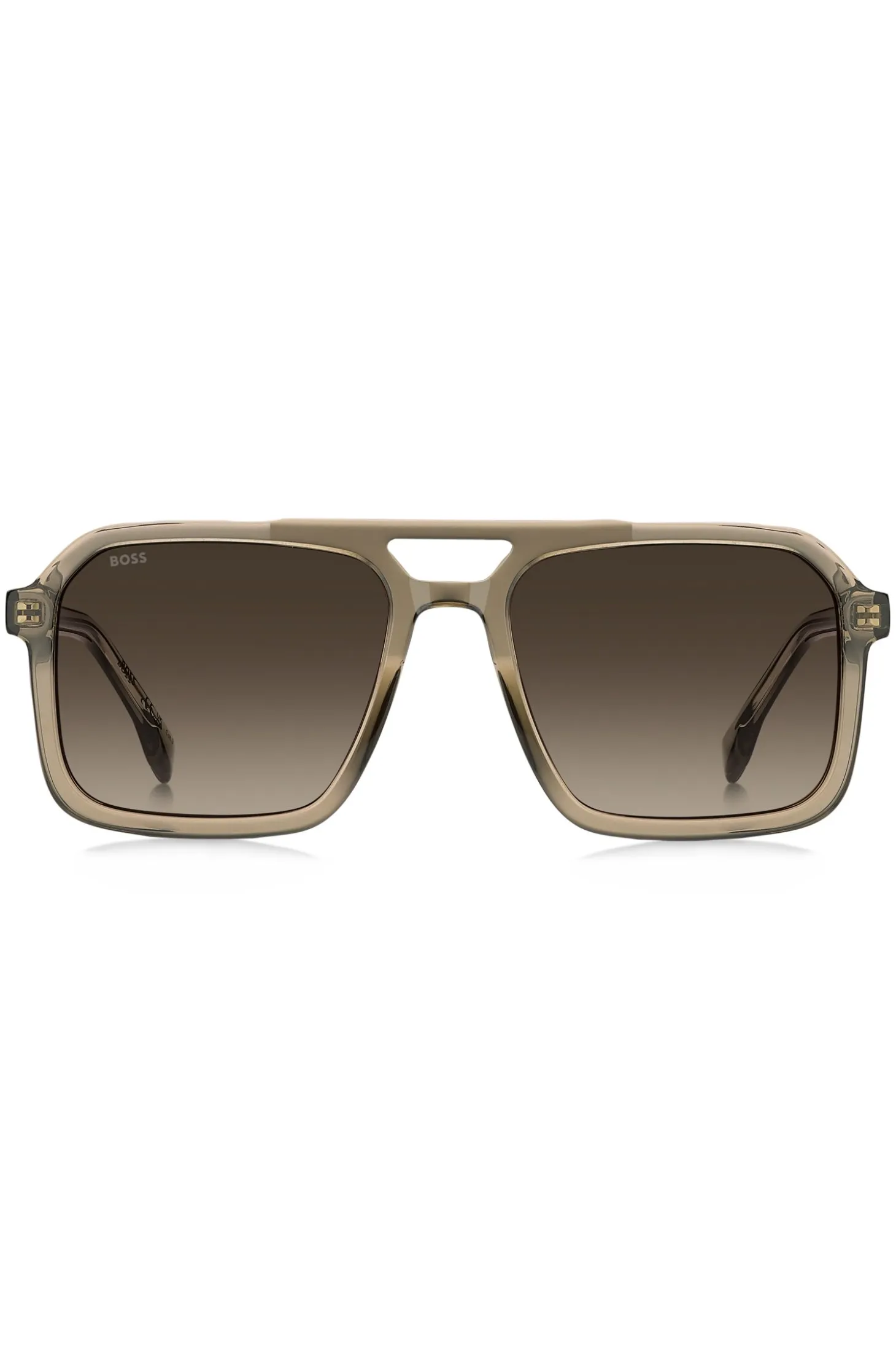 Transparent-brown sunglasses with logo trim