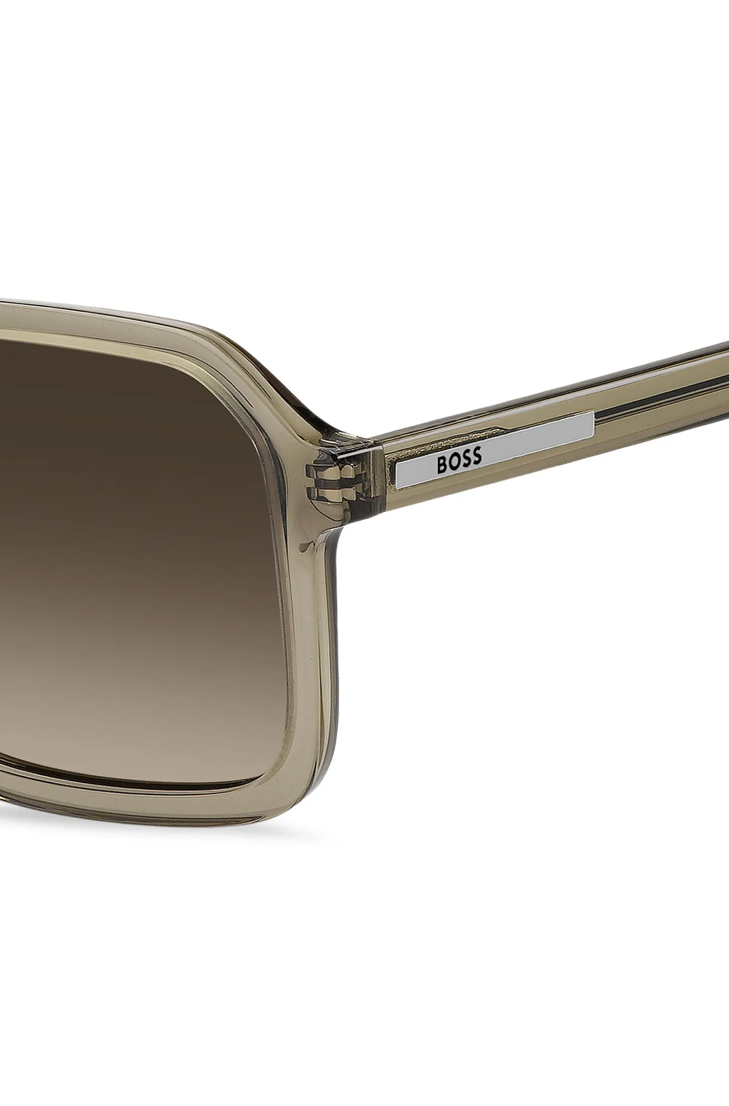 Transparent-brown sunglasses with logo trim