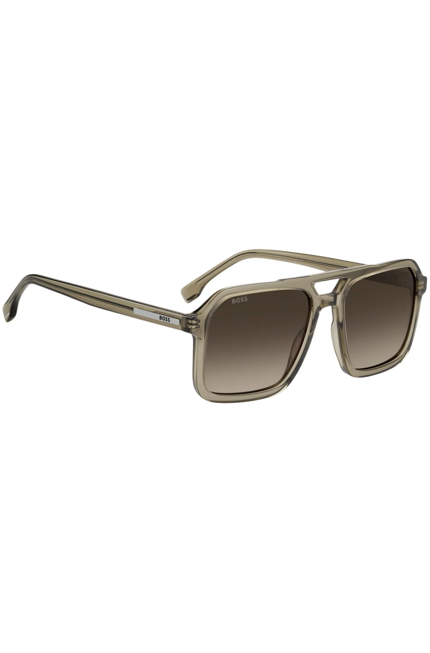 Transparent-brown sunglasses with logo trim