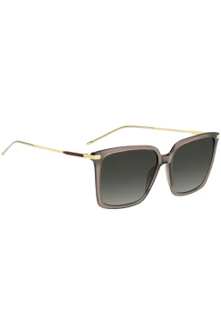 Transparent-brown sunglasses with gold-tone trims