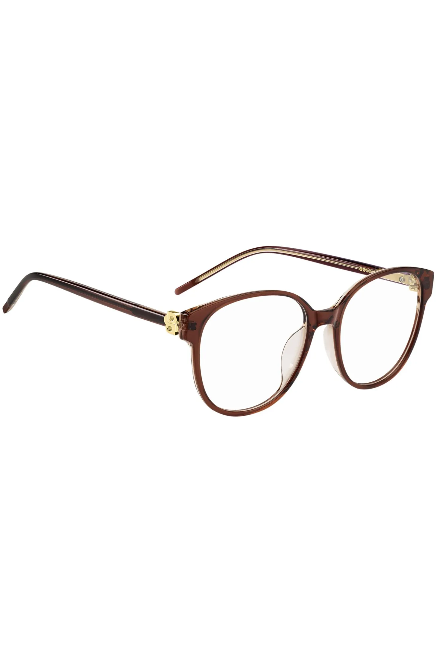 Transparent-burgundy optical frames with Double B monogram