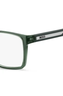 Transparent-green optical frames with logo plaque