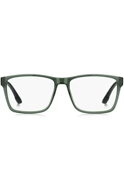 Transparent-green optical frames with logo plaque
