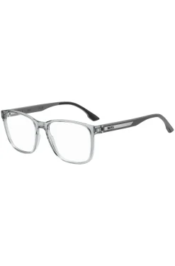 Transparent-grey optical frames with logo plaque