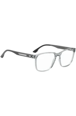 Transparent-grey optical frames with logo plaque
