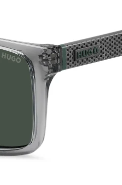 Transparent-grey sunglasses with patterned temples