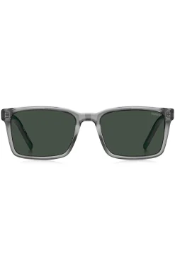 Transparent-grey sunglasses with patterned temples