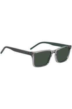 Transparent-grey sunglasses with patterned temples