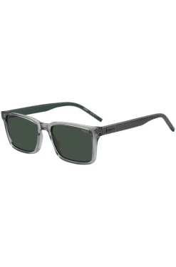 Transparent-grey sunglasses with patterned temples