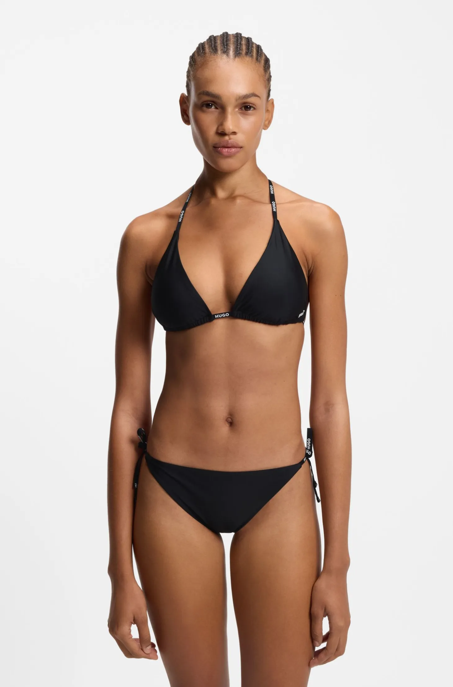 Triangle bikini top with logo ties