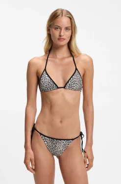 Triangle bikini top with stacked logos