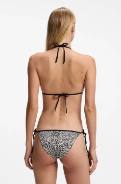 Triangle bikini top with stacked logos
