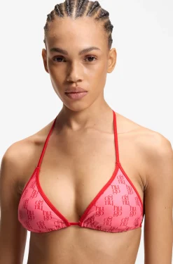 Triangle bikini top with stacked logos