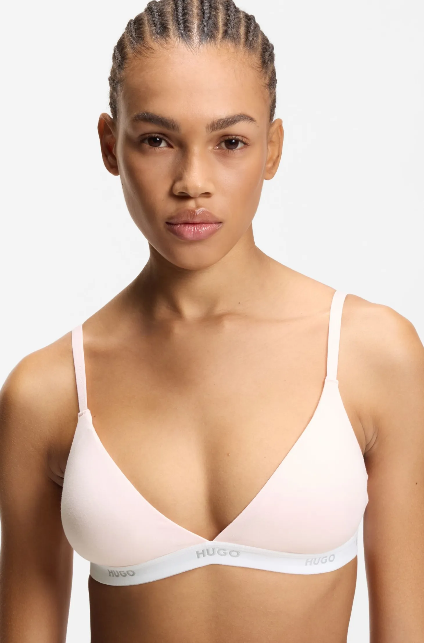 Triangle bra in stretch cotton with logo band