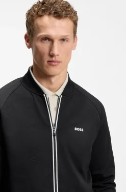 Triangle-jacquard zip-up sweatshirt with rubberised logo