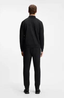 Triangle-jacquard zip-up sweatshirt with rubberised logo