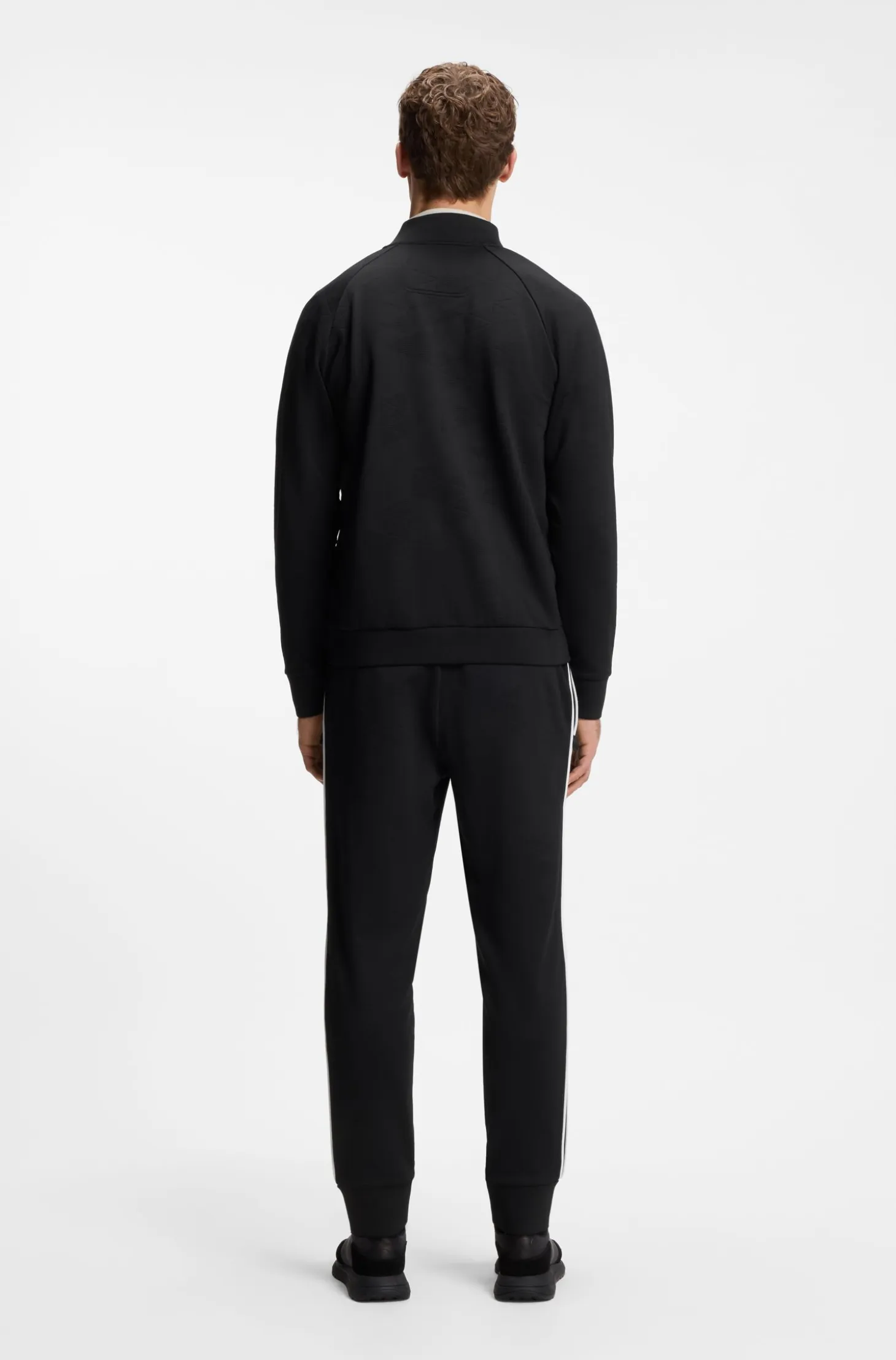 Triangle-jacquard zip-up sweatshirt with rubberised logo