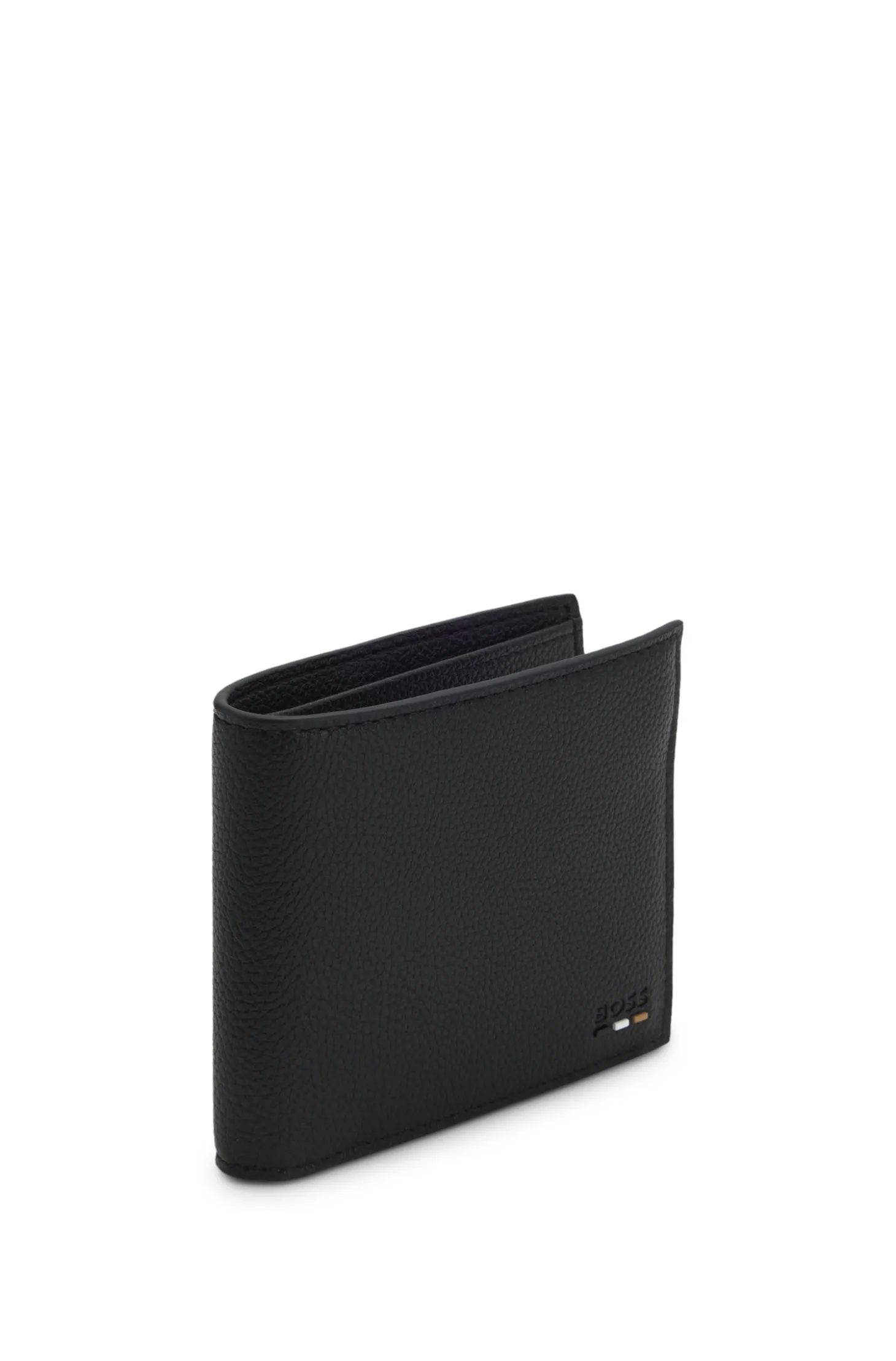 Tricolour-detail wallet in grainy leather
