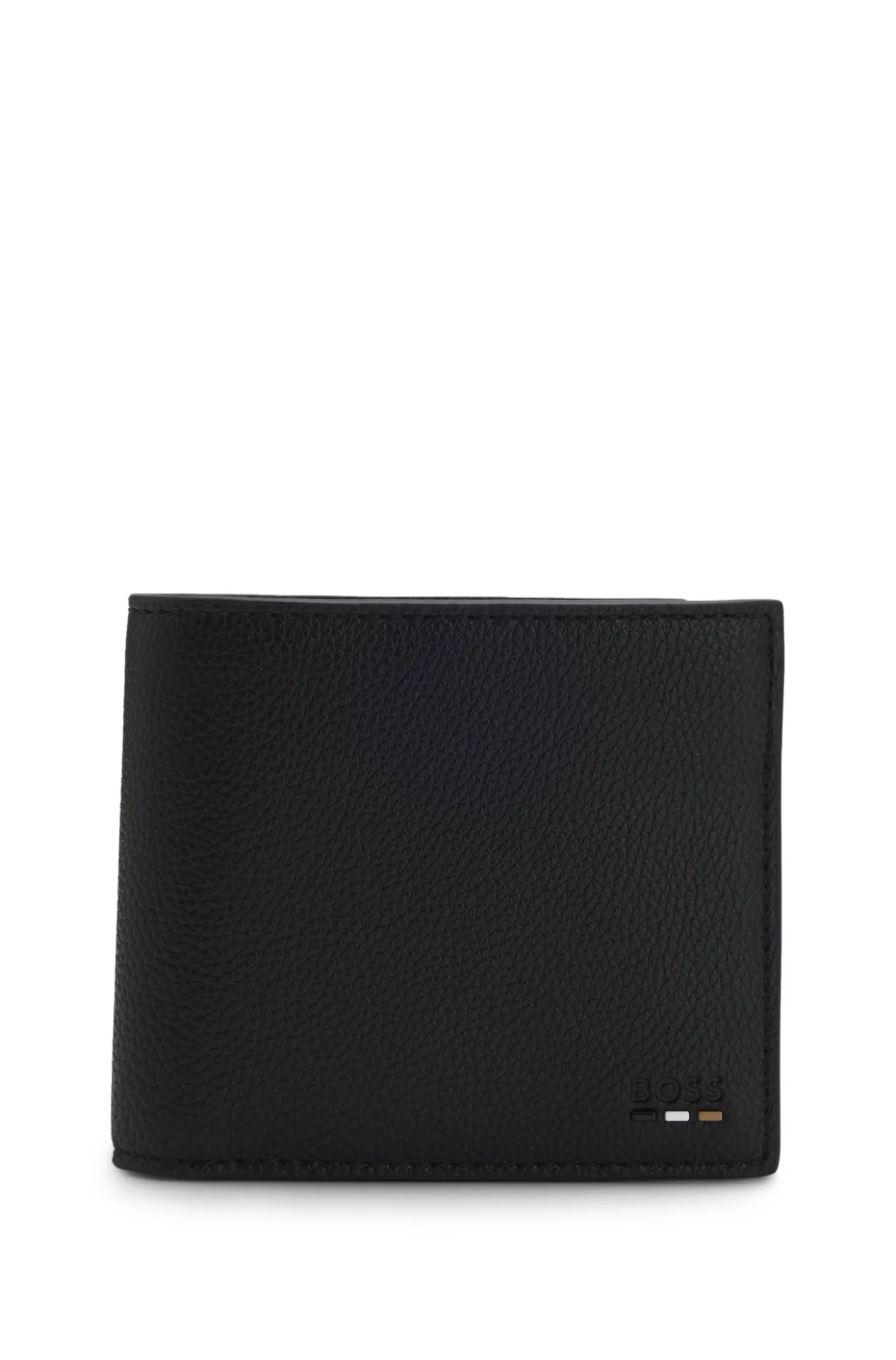 Tricolour-detail wallet in grainy leather