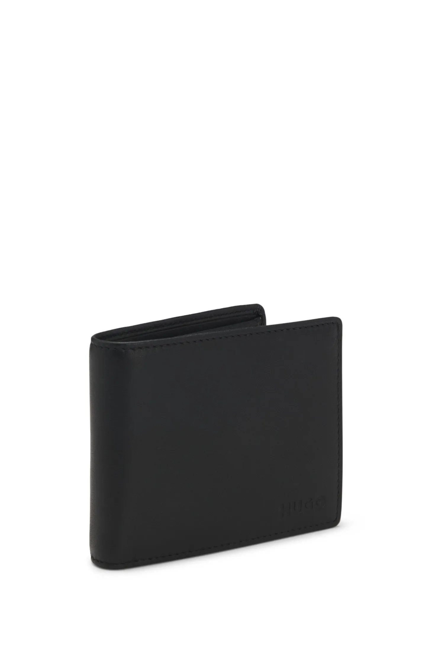 Trifold wallet in leather with embossed logo