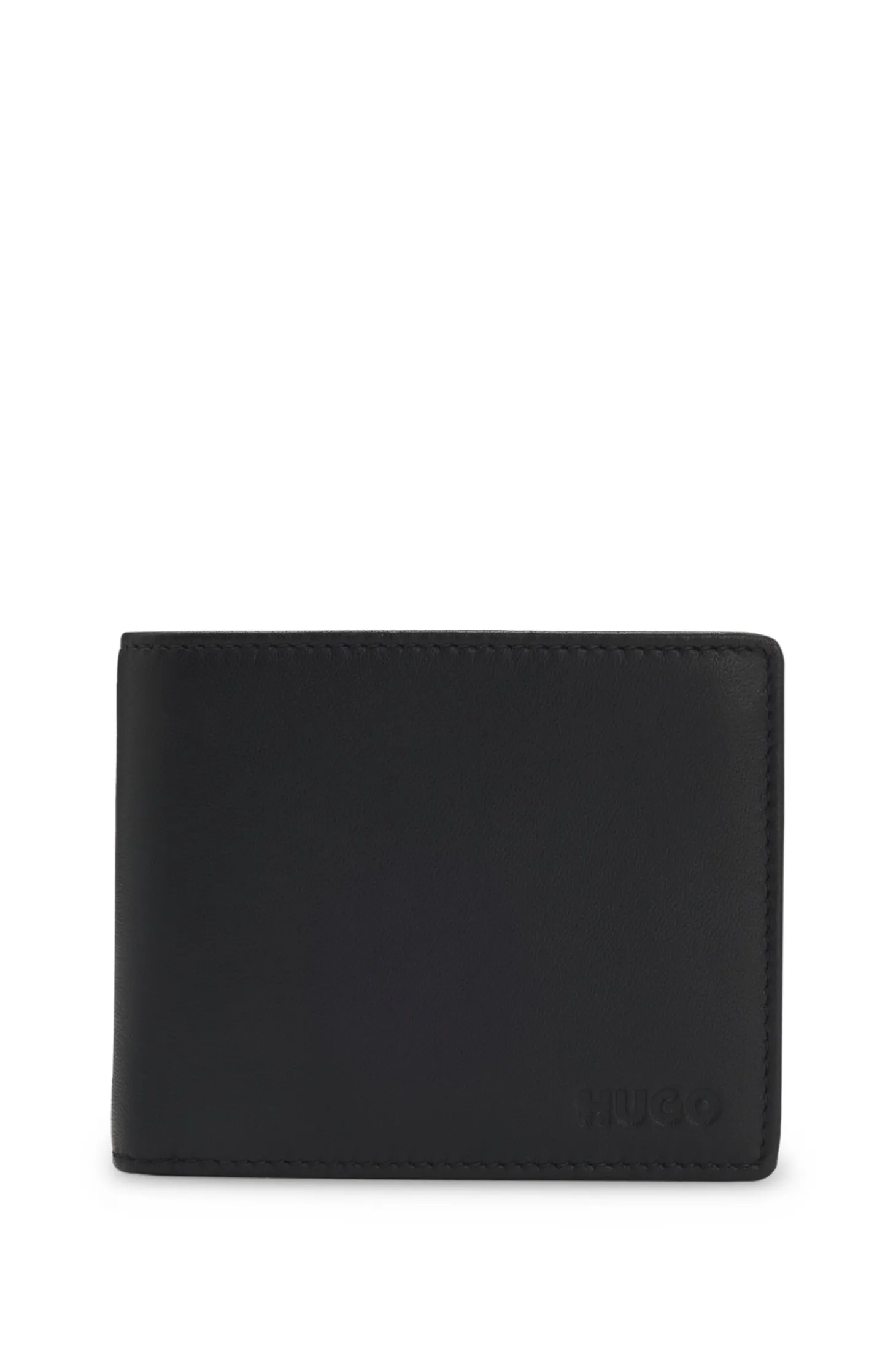 Trifold wallet in leather with embossed logo