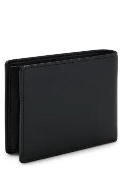 Trifold wallet in micro-grained leather with embossed logo
