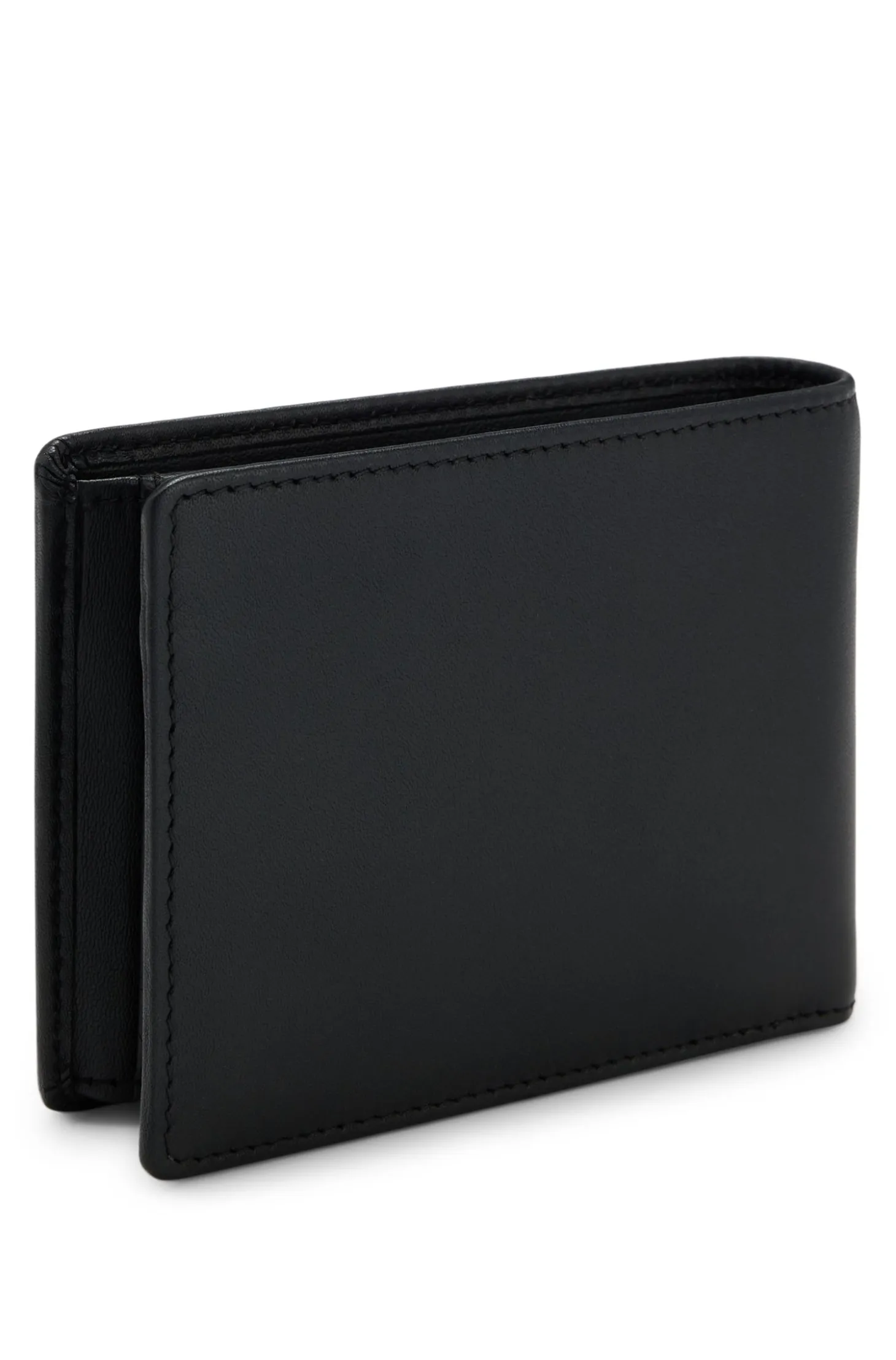 Trifold wallet in micro-grained leather with embossed logo