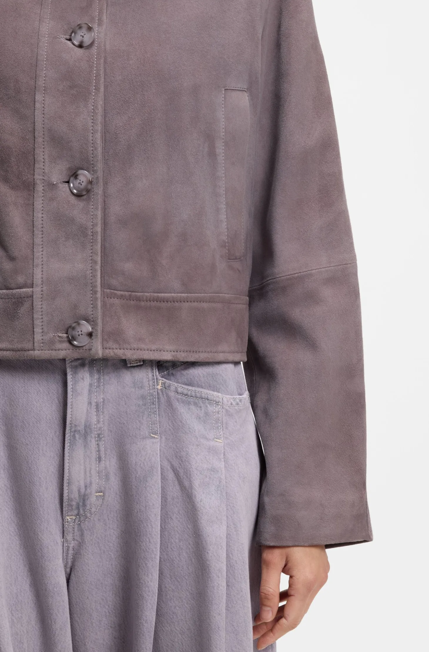 Trucker-style jacket in suede